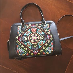 Black Embroidered Purse